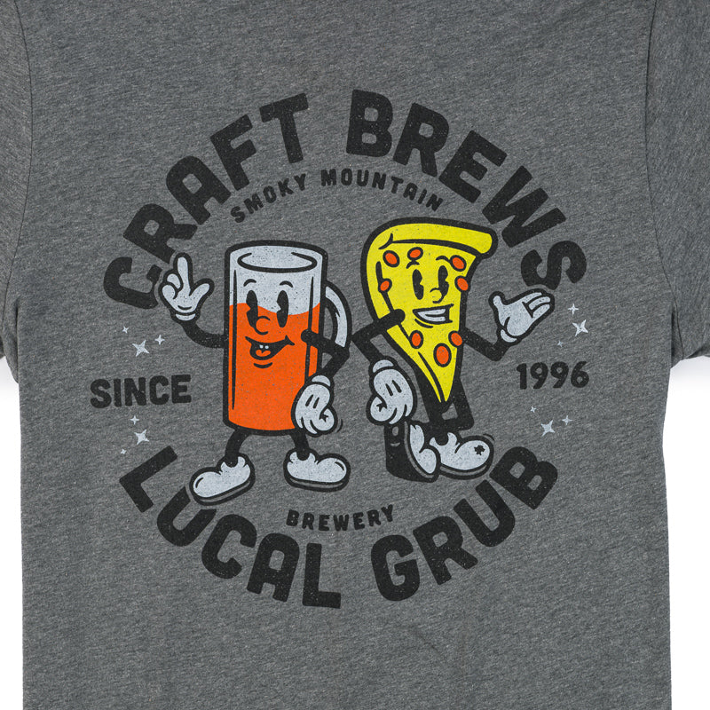 SMB Brews & Grub Tee - Deep Heather Grey