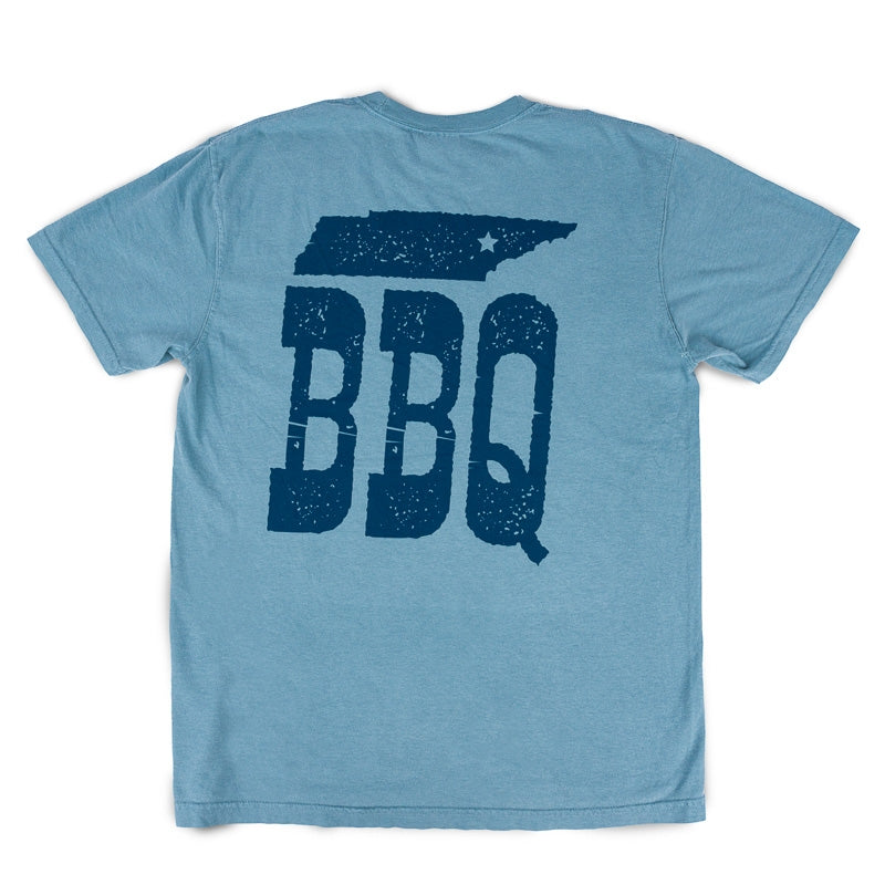 Calhoun's BBQ Tee - Ice Blue