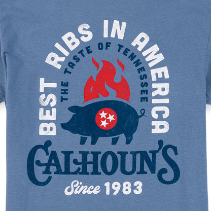 Calhoun's Best Ribs Tee - Blue Jean
