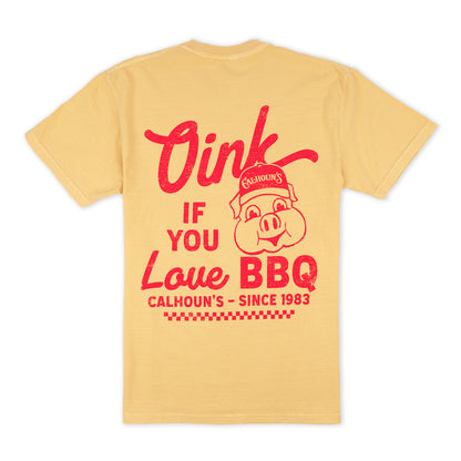Calhoun's Oink If You Love BBQ Tee - Mustard