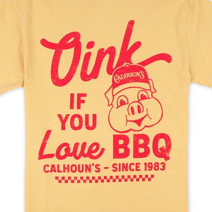 Calhoun's Oink If You Love BBQ Tee - Mustard