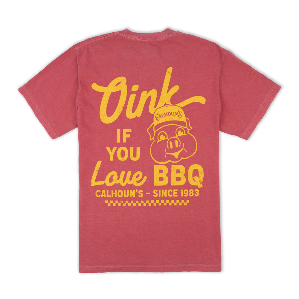 Calhoun's Oink If You Love BBQ Tee - Crimson