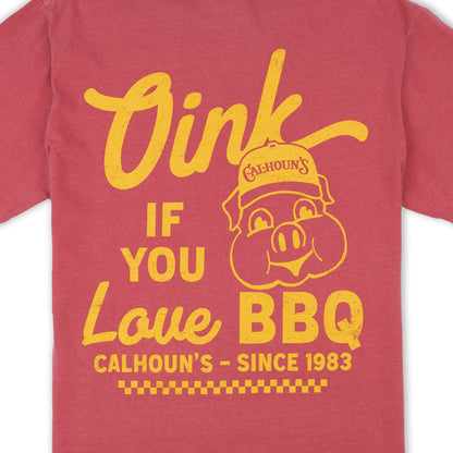 Calhoun's Oink If You Love BBQ Tee - Crimson
