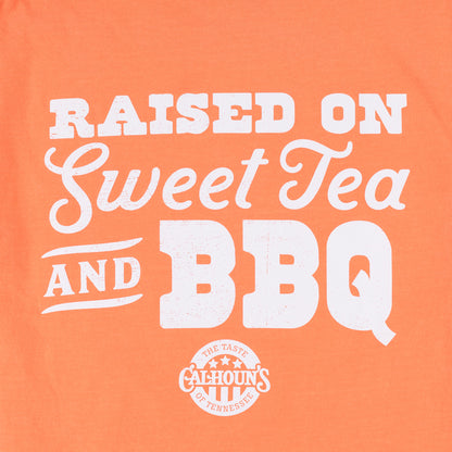Calhoun's Raised on Sweet Tea & BBQ Tee - Melon