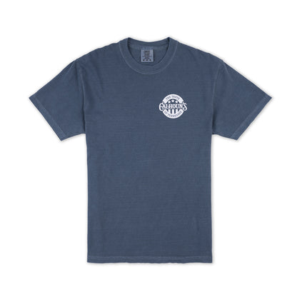 Calhoun's Raised on Sweet Tea & BBQ Tee - Denim Blue