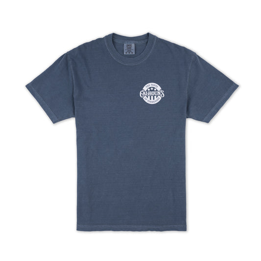 Calhoun's Raised on Sweet Tea & BBQ Tee - Denim Blue