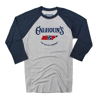 Calhoun's Tri-Star 3/4 Raglan Tee - White / Indigo - CLEARANCE