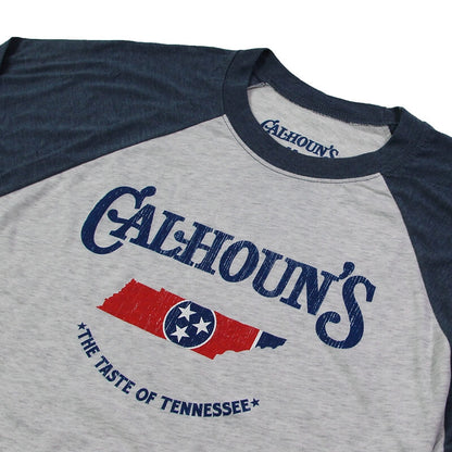 Calhoun's Tri-Star 3/4 Raglan Tee - White / Indigo - CLEARANCE
