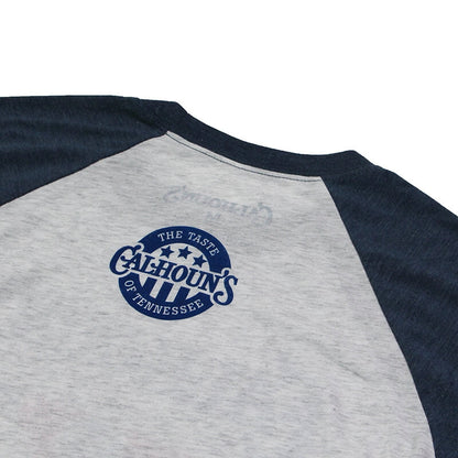 Calhoun's Tri-Star 3/4 Raglan Tee - White / Indigo - CLEARANCE